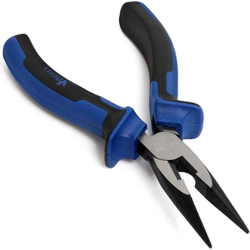 VTOOLS 6 inch Carbon Steel Blue & Black Anti Slip Long Nose Plier, VT2135