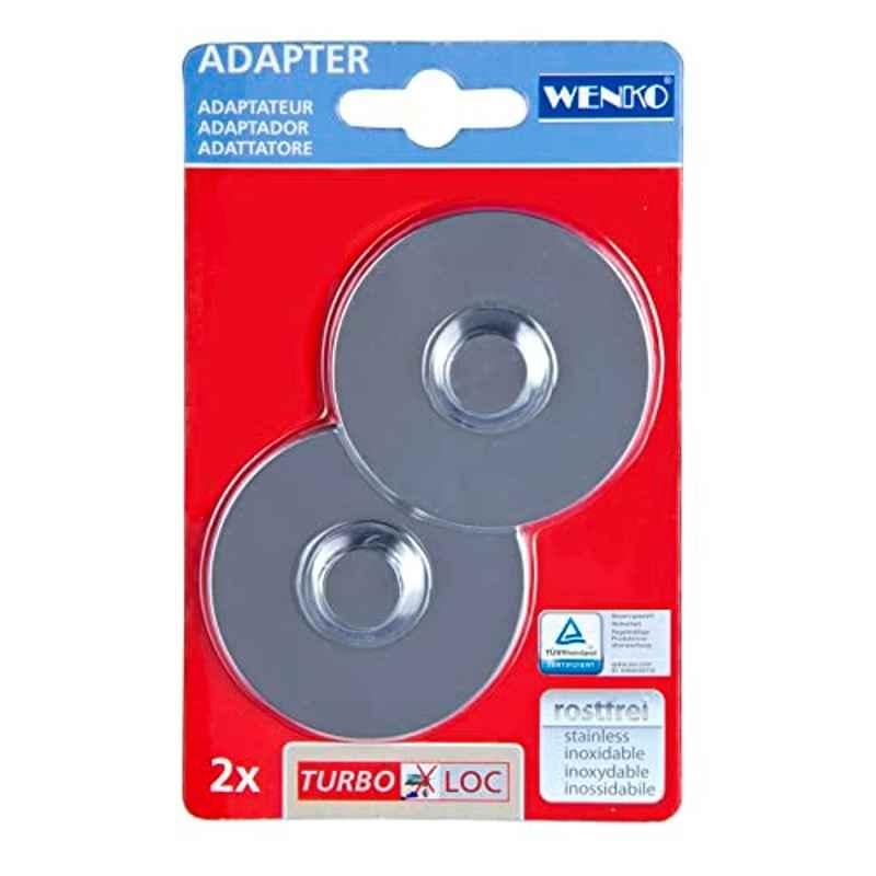 Wenko Turbo-Loc 6x1.4x6cm Plastic Chrome Adhesive Adapter, 20646100