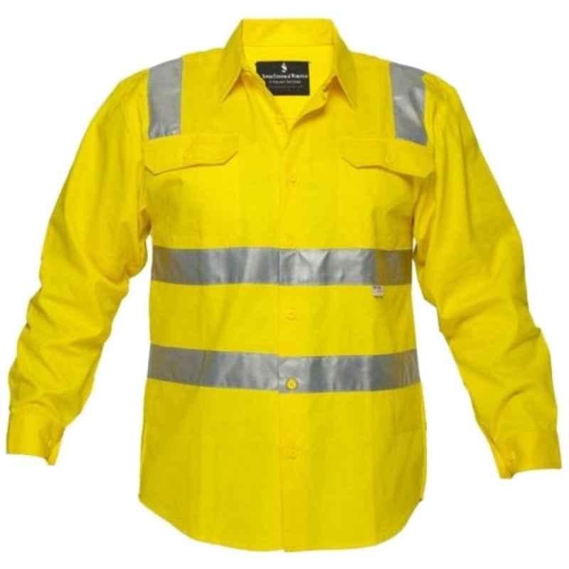 Superb Uniforms Cotton Yellow Long Sleeves High Visibility Shirt, SUW/Y/HVDS03, Size: XL