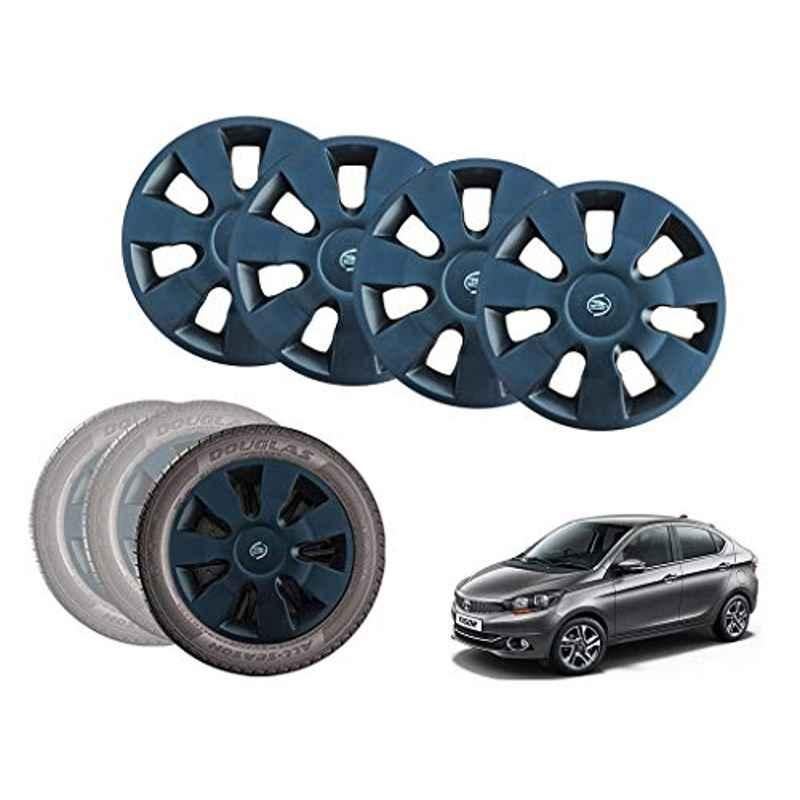Auto Pearl 13 inch ABS Black Car Hubcap Wheel Cover with Retention Ring Set for Tiago XBXEXM
