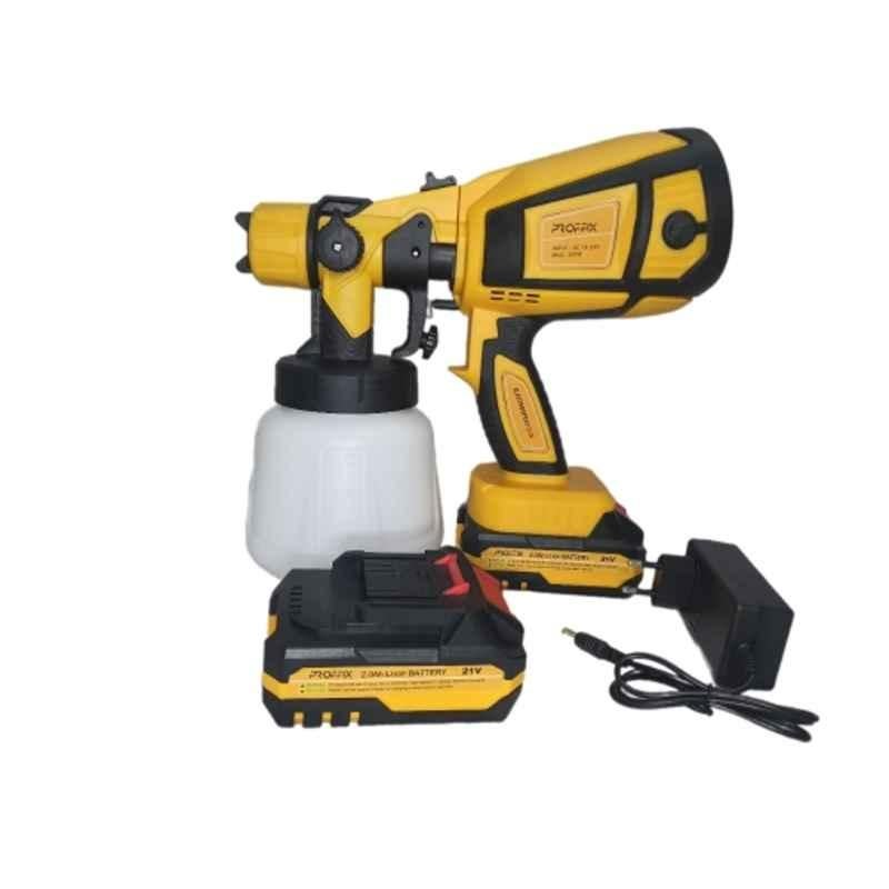 PROFFIX 900ML 21V 30000rpm Plastic Yellow & Black Cordless Paint Sprayer with 1 & 2.5mm Nozzle