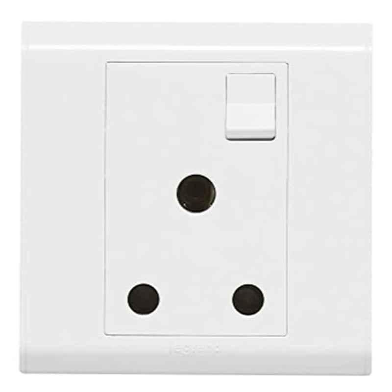 Legrand Belanko 15A 1 Pole Plastic White Single Switch Socket, 617051