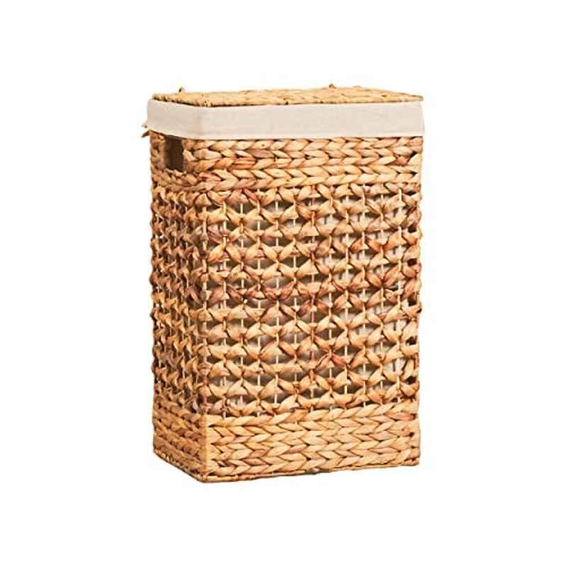Homesmiths 32x22x51cm Natural Water Hyacinth Laundry Hamper With Liner, 706614, Size: Small