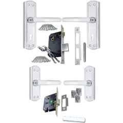Ojass 4 Pcs Stainless Steel & Aluminium Mortise Door Lock Set, BML65BL+ S05MBCP