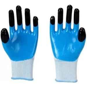 Sai Safety Regular Size Nitrile PU Coated Safety Hand Blue & Black Safety Gloves, MG-Glove-006 (Pack of 80)