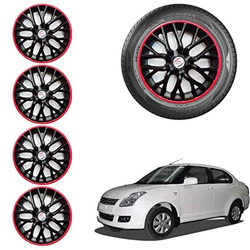 Auto Pearl 4 Pcs 14 inch ABS Black & Red Car Wheel Cover Set for Maruti Suzuki Swift Dzire Type 1