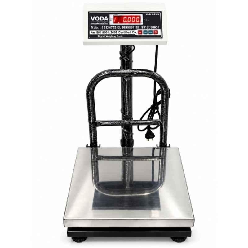 Voda 200kg Stainless Steel Black Bench Type Heavy Duty Weighing Scale with 1 Year Warranty, Platform Size: 300x300 mm