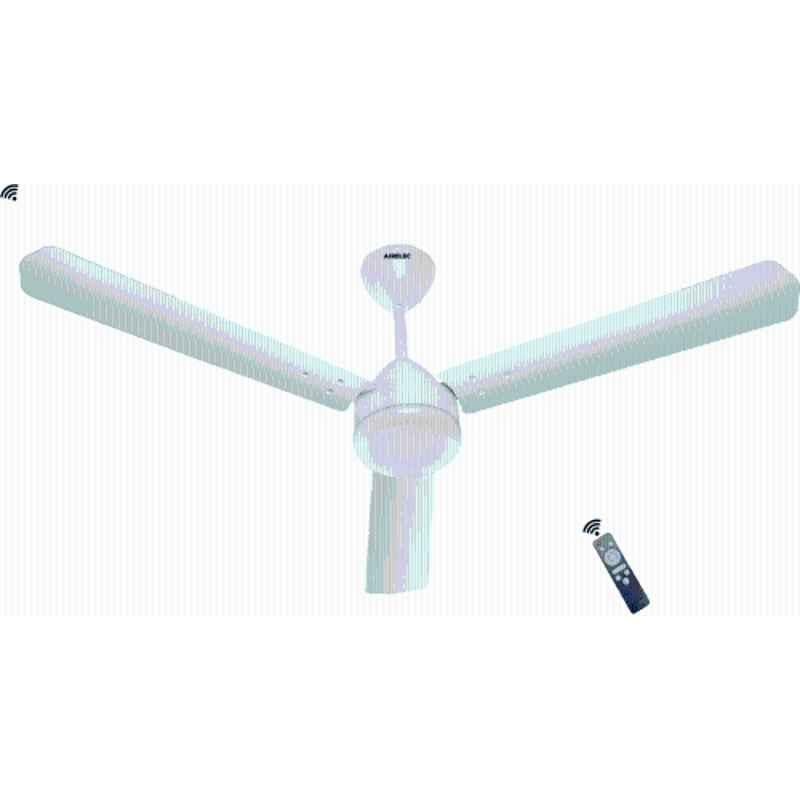 Airelec Gloria Stylo 28W 350rpm 5 Star 3 Blade 0.5W LED BLDC Ceiling Fan with Remote & 2 Years Warranty Sweep: 1200 mm, Pearl White, AIRCFH1-01