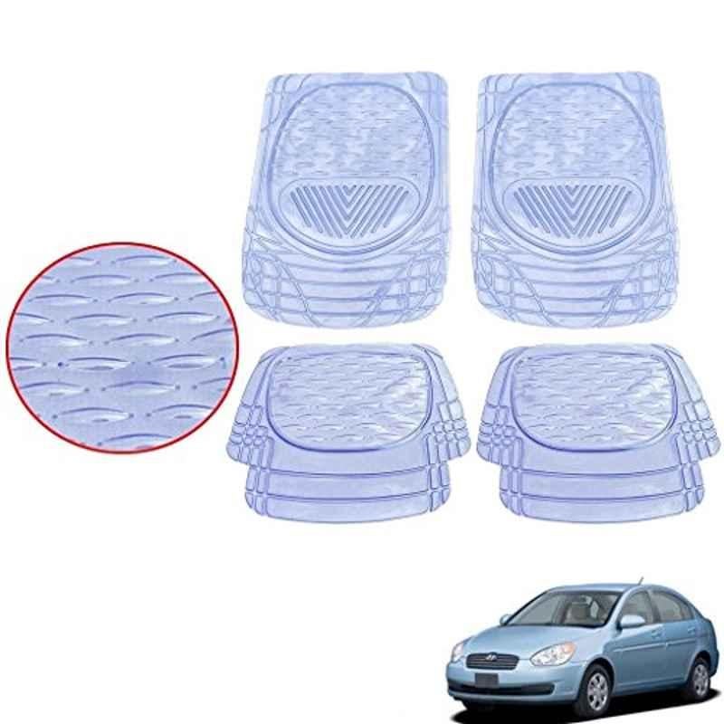 Kozdiko 4 Pcs 6204 PVC & Rubber Clear Car Foot Mat Set for Hyundai Verna Old