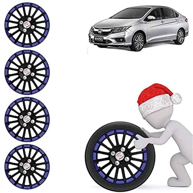Auto Pearl 4 Pcs 15 inch ABS Black & Blue Car Wheel Cover Set for Honda City 2020