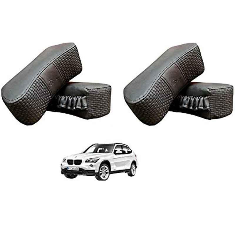 Kozdiko 4 Pcs CV Designer Grey Leatherite Neck Rest Car Cushion Pillow Set for BMW X1