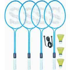 STYRKR Alloy Steel Multicolour Badminton Racquet Set of 4 with Shuttlecocks 3 Skipping Rope 1122 Badminton Kit