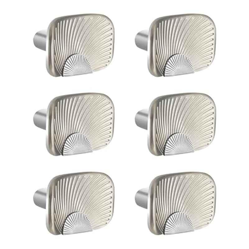 Plantex Knobs for Drawers/Drawer Knobs/Rectangle Knob for Cabinets/Pull-Push Knob for Kitchen/Bedroom/Drawer (Pack of 6) Satin Steel & Chrome