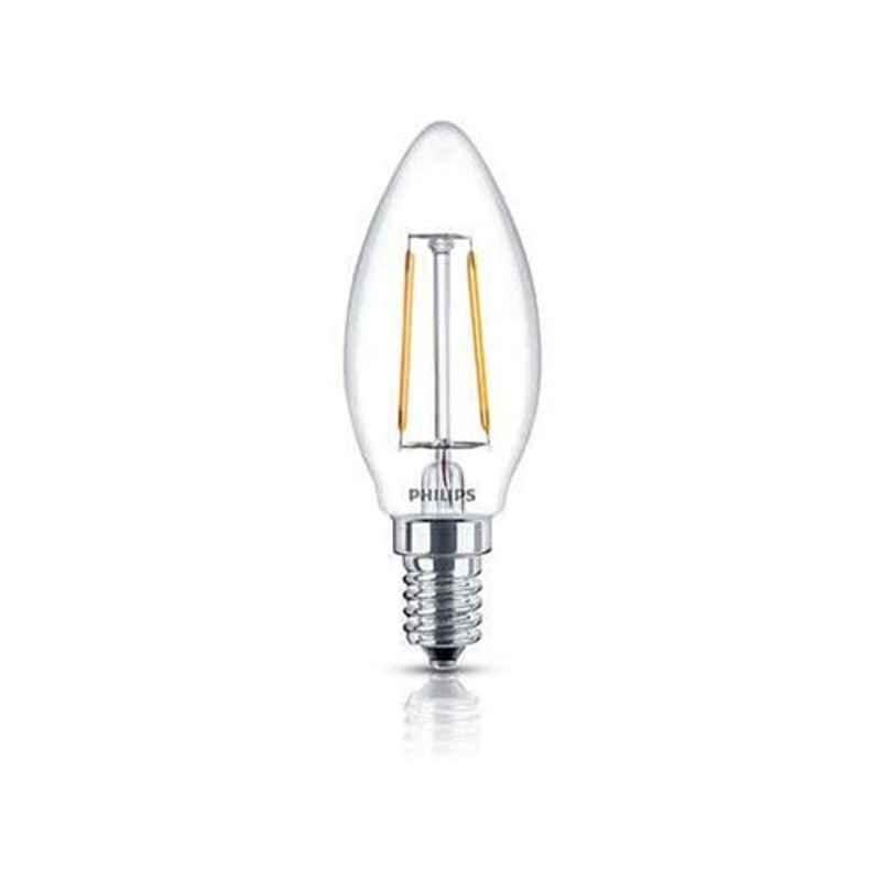 Philips 2W 10cm Glass Clear Candle Shaped LED Bulb, 929001975408