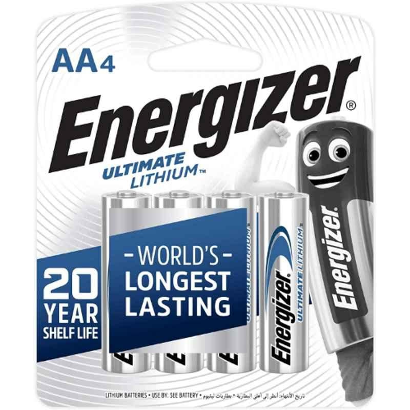 Energizer Ultimate AA Lithium Battery, L91BP4 (Pack of 4)