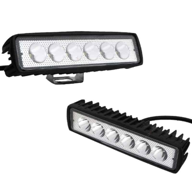 AllExtreme EX6I6F1 18W 6 LED 6 inch Waterproof White Fog Light Bar Driving Lamp with Mounting Bracket