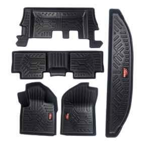 Pruvu 5 Pcs TPE Black 4 Row Car Floor & Trunk Mat Set for Manual & Automatic Mahindra XUV 700 2021 Onward, PRU-TFM 040 A