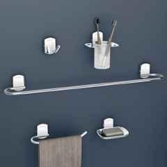 Plantex Parv 304 Grade Stainless Steel Towel Rod for Bathroom/Soap Holder/Napkin Ring/Tumbler Holder/Robe Hook/Bathroom Accessories Chrome