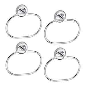 Aligarian Stainless Steel Polished Finish Wall Mounted Ovel Round Base Towel Ring (Pack of 4)