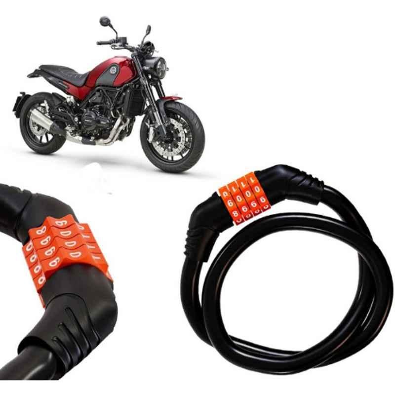 Auto Pearl Black & Orange 4 Digit Anti-Theft Combination Number Lock for Leoncino
