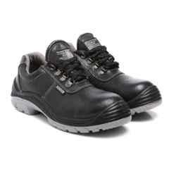Agarson Duster Leather Steel Toe Dual Density Black Safety Shoes, Size: 9