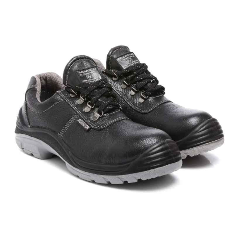 Agarson Duster Leather Steel Toe Dual Density Black Safety Shoes, Size: 9