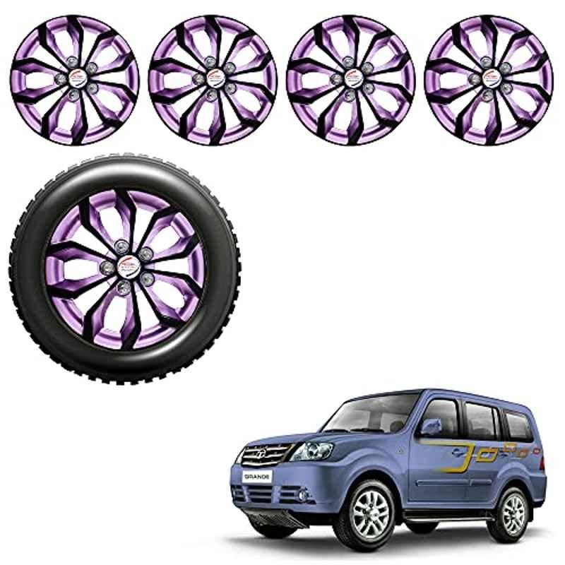 Auto Pearl 4 Pcs 15 inch ABS Black & Violet Car Wheel Cover Set for TATA Grande Sumo