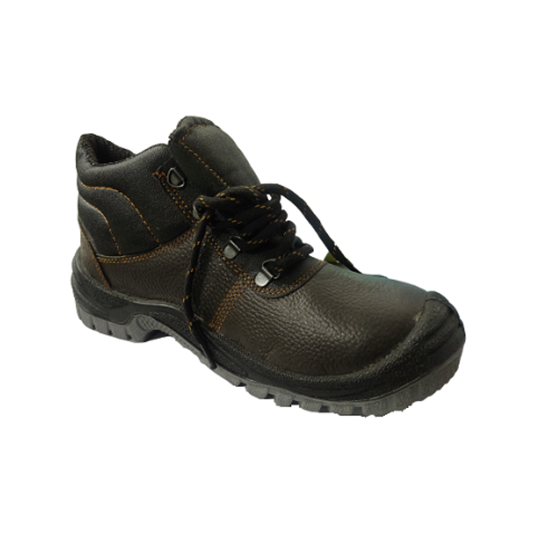 Hi-Safe Fighter Leather Steel Toe Black Work Safety Shoes, Size: 7