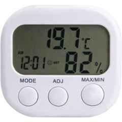 MxRady Polyester White LCD Digital Thermohygrometer with Time & Alarms Function