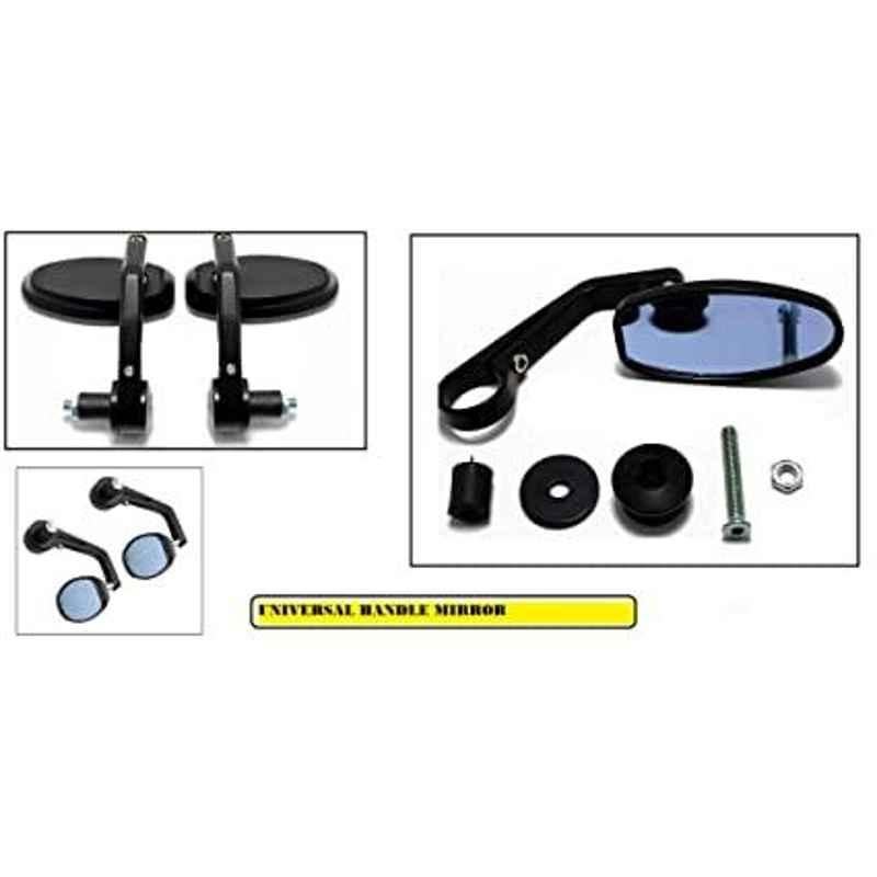 AOW Handle Bar End Side Mirror Rear View Ovel Mirror for Hero Passion Pro TR (Set of 2)