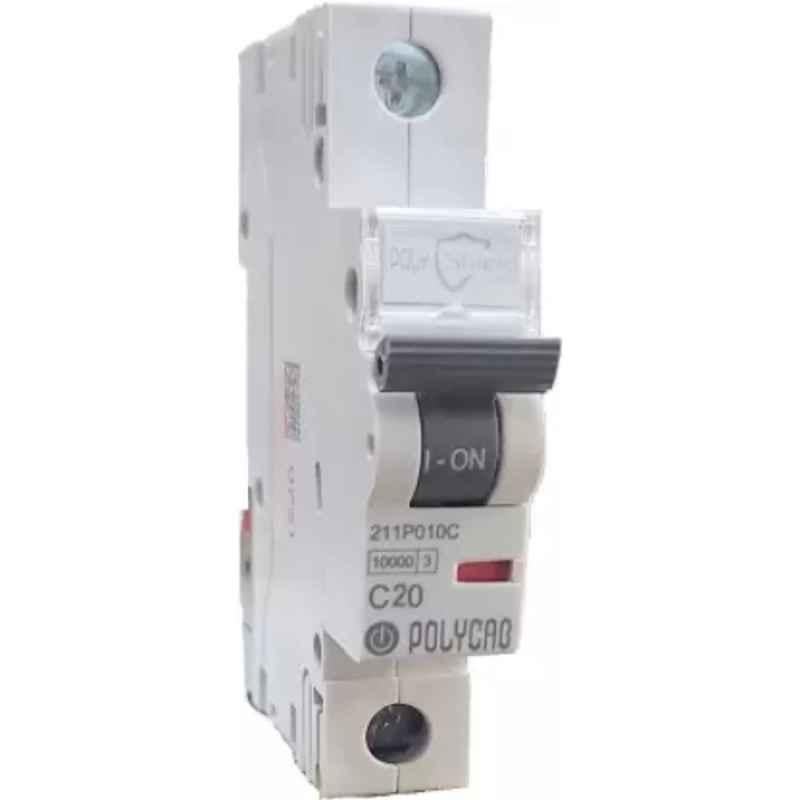 Polycab Polyshield 20A C Curve Single Pole MCB, GMM201P004