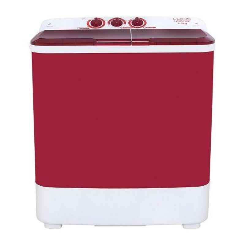 Lloyd Aqua Flow Wash 6.5kg Red Semi Automatic Top Load Washing Machine, LWMS65RP