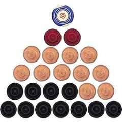 Forgesy Wood Multicolour Carom Coin & Striker with Solid Wood Board Accessories (Pack of 25)