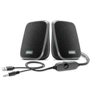 Intex IT-120 2.0 10W Grey Desktop Speaker with USB Powered, 3.5mm AUX Connectivity & In-Line Volume Control