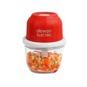 Dewon Electric 350ml Plastic Red Electric Vegetable Chopper with 3 Stainless Steel Blade
