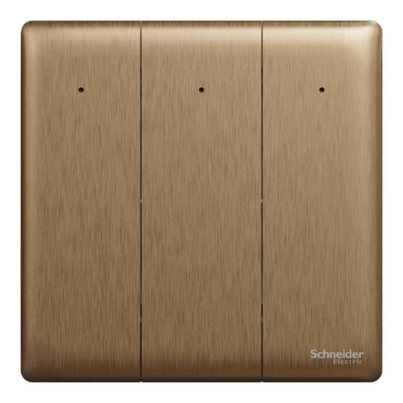 Schneider Electric Unica X 16A 250V 1 Way 3 Gangs Dark Bronze Switch with LED, NUX33_1N_DB