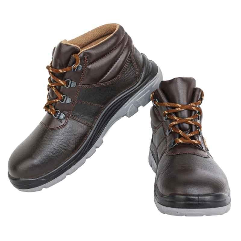 TZARO Full Grain Genuine Leather Steel Toe Brown Safety Shoes for Men, TZSAF2BT282BRUK9, Size: 9
