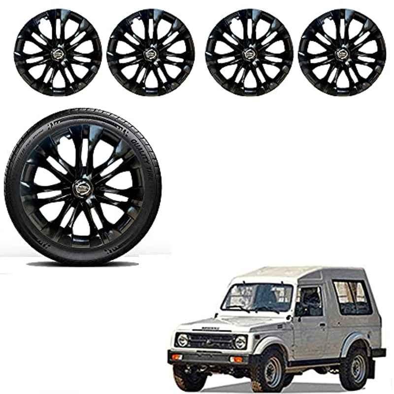 Auto Pearl 4 Pcs 15 inch ABS Black Premium Car Wheel Cover Set for Maruti Suzuki Gypsy, WCBLK26