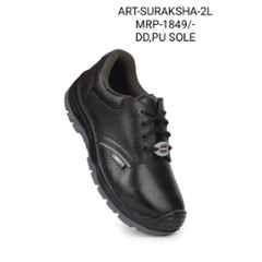 Liberty Surksha-2L Leather Low Ankle Steel Toe Black Safety Shoes, Size: 7