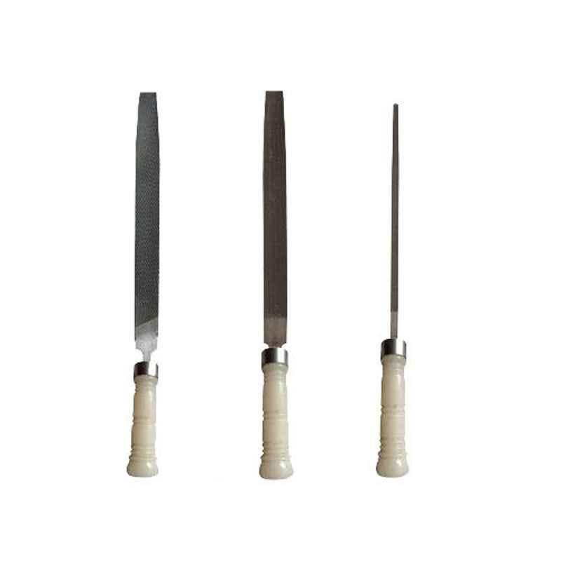 AMB 3 Pcs 8 inch Carbon Steel File Flat Set, AZFHR08