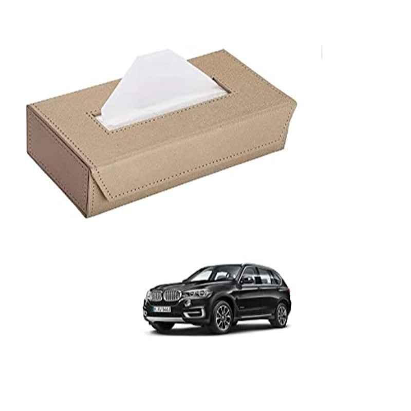 Kozdiko 100 Pulls PU Leather Beige Car Tissue Paper Box with 200 Sheets for BMW X5