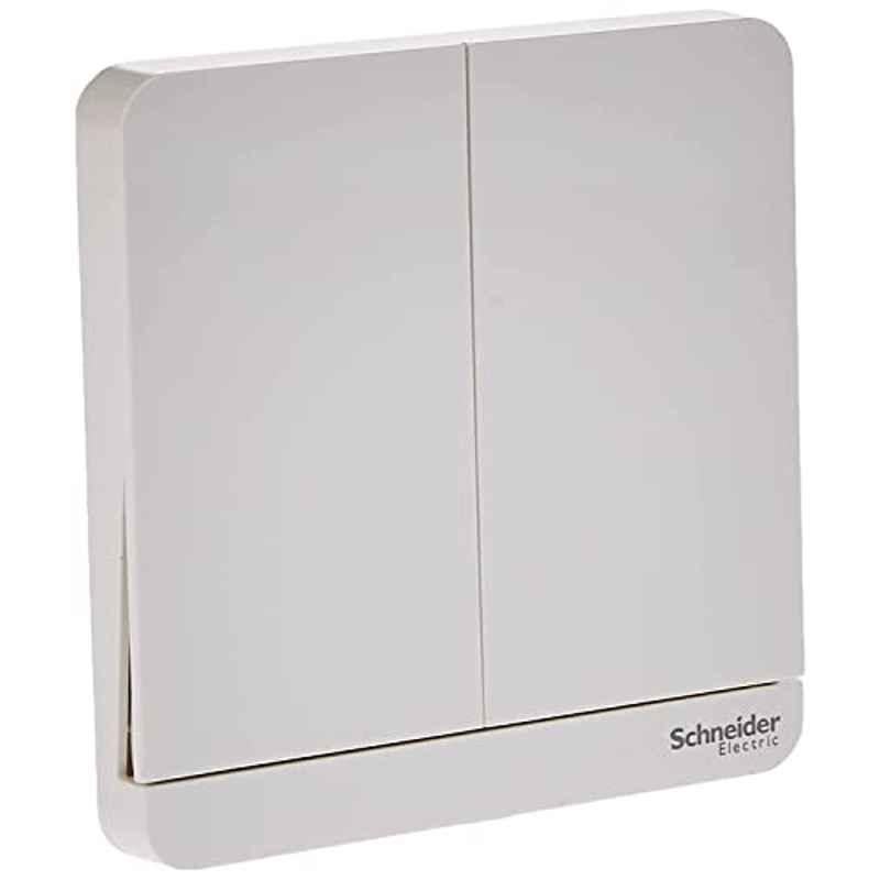 Schneider AvatarOn 16A 1 Way 2 Gang Polycarbonate White Plate Switch, E8332L1_WE