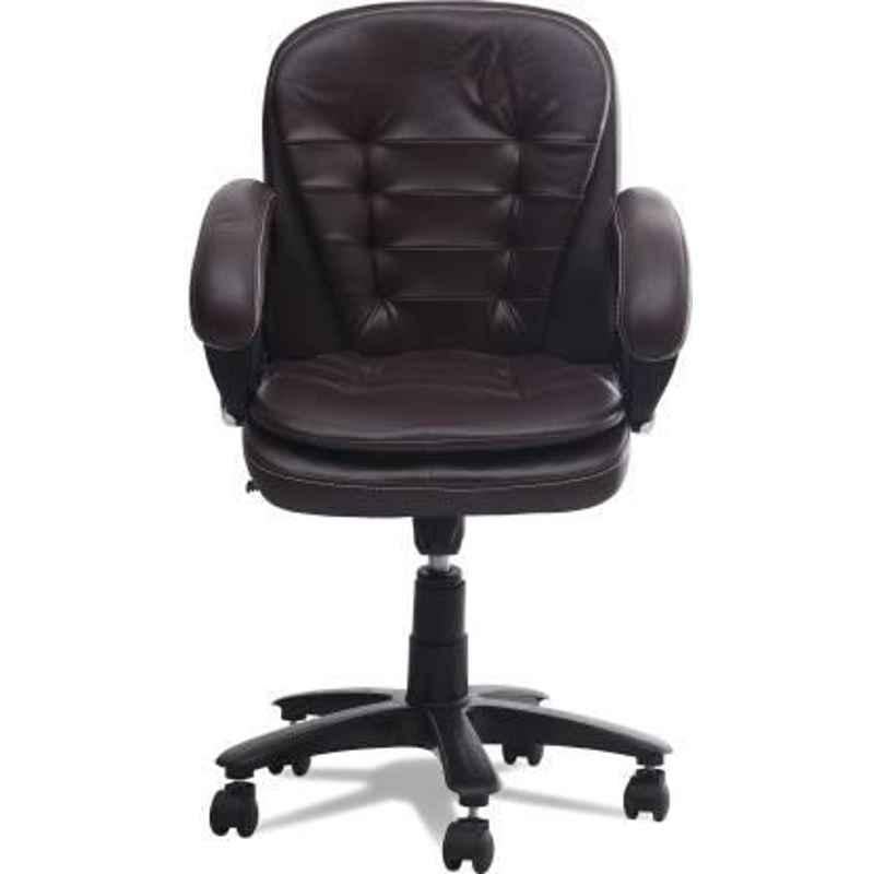 Mezonite KI 209 Brown Medium Back Leatherette Office Chair (Pack of 2)