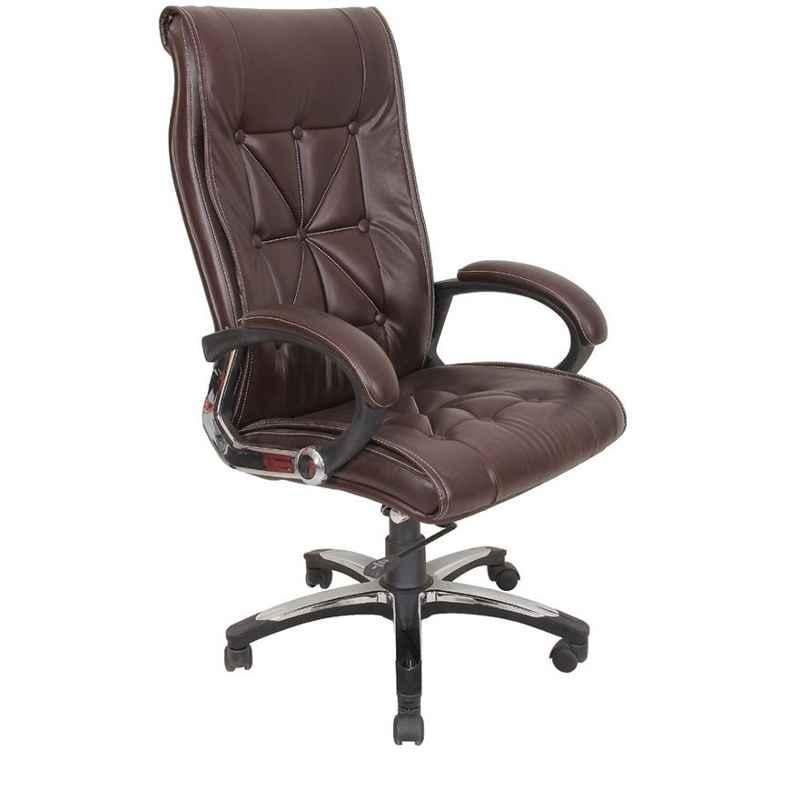 Caddy PU Leatherette Brown Adjustable Office Chair with Back Support, DM 905 (Pack of 2)
