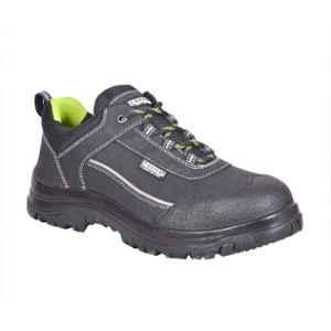 Coffer Safety Leather Dark Grey Steel Toe Men's Safety Shoes, 1258, Size: 12