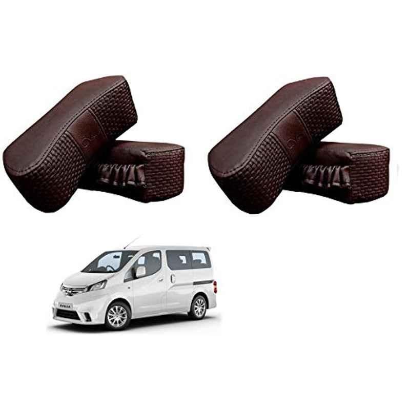 Kozdiko 4 Pcs CV Designer Cola Leatherite Neck Rest Car Cushion Pillow Set for Nissan Evalia