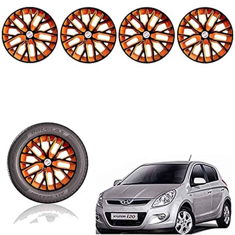 Auto Pearl 14 inch ABS Black & Orange Press Type Car Hub Cap Wheel Cover for I20 Type 1