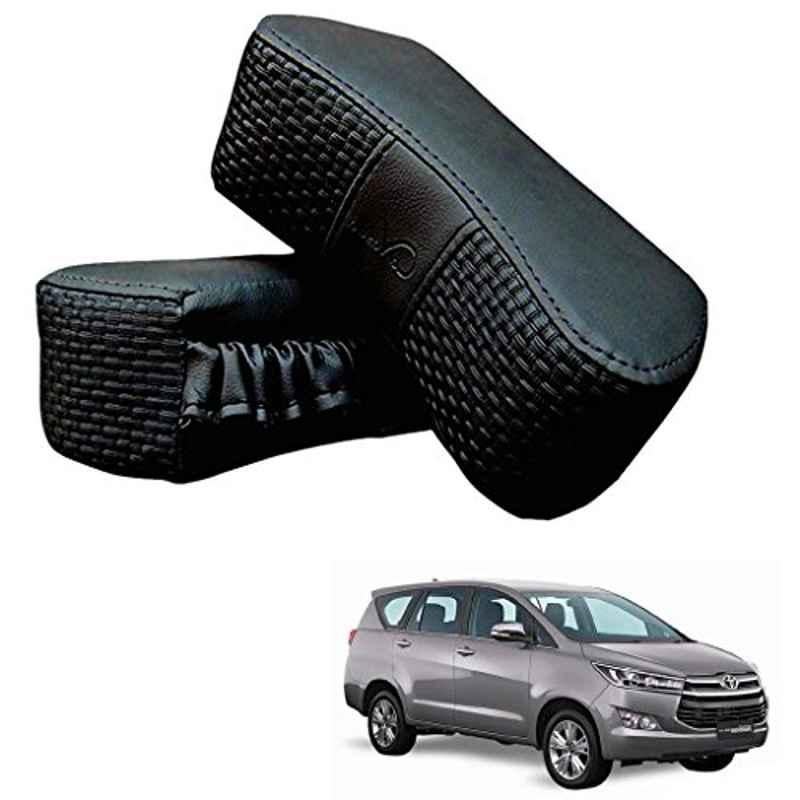 Kozdiko 2 Pcs Memory Foam Black Luxurious Neck Rest Set for Toyota Innova Crysta, koz_25753