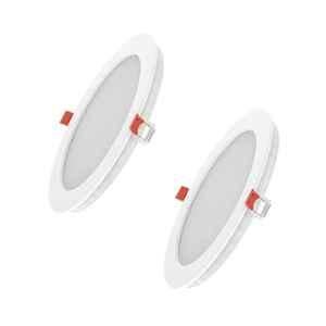 Fybros Faro 12W Polycarbonate Cool White Round LED Panel Light, FLS5057B (Pack of 2)