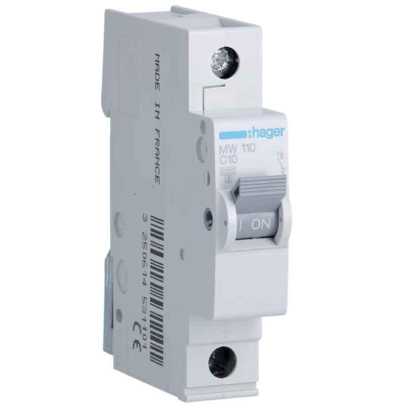 Hager 10A 3kA Single Pole MCB, MW110